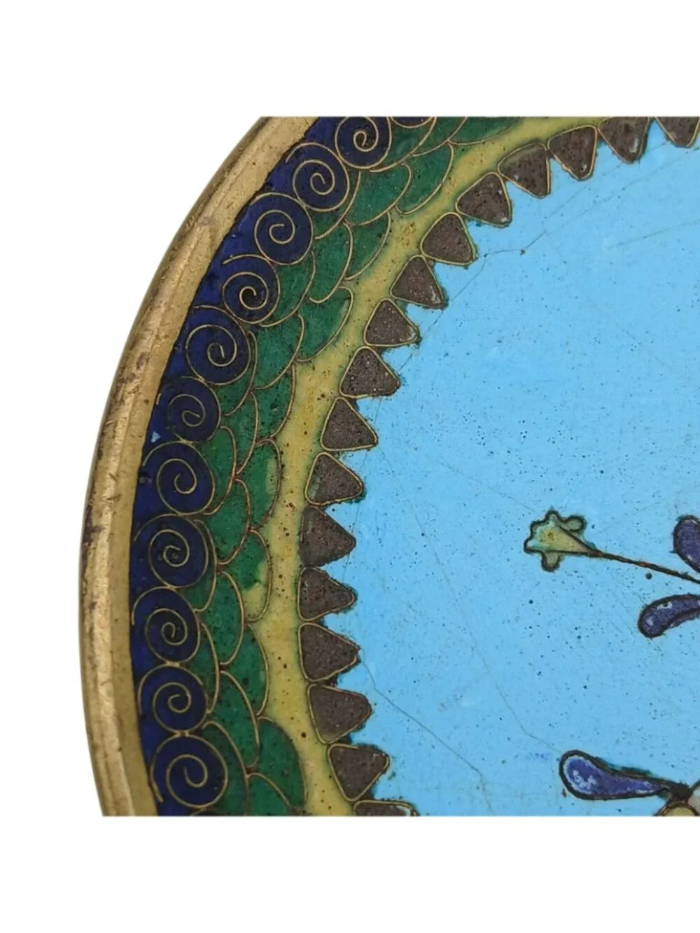 Vintage Chinese Cloisonné Oval Trinket Dish Floral Enamel Turquoise 5”